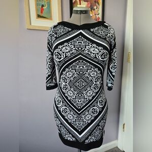 WHBM Black & White Patterned Dress